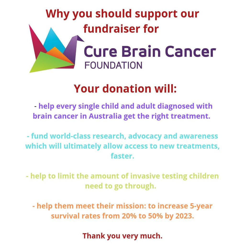 A wrap up of our May 2019 fundraiser for Cure Brain Cancer Foundation (CBCF)