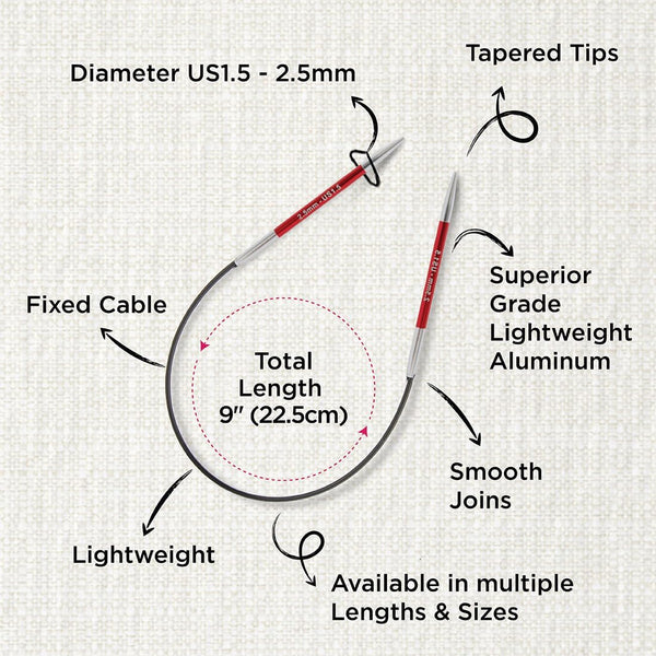 Zing Fixed Circular Needles 22.5 cm