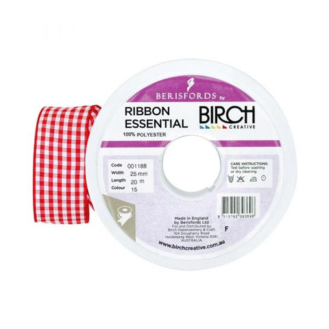 Ribbon Gingham 25mm 015 Red