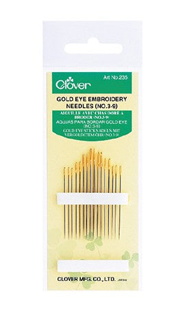 Gold Eye Embroidery Needles Size 3-9 Qty 16 235