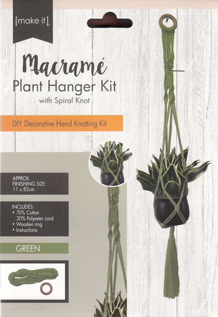 Macrame Plant Hanger Kit with Spiral Knot 141324-Green