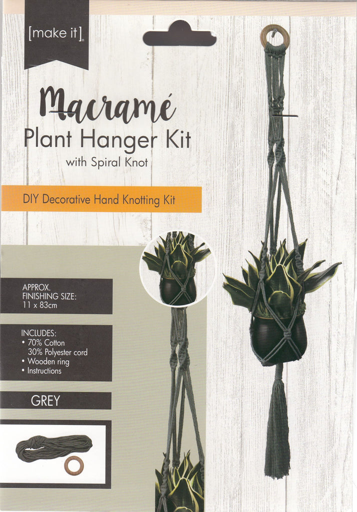 Macrame Plant Hanger Kit with Spiral Knot 141324-Grey
