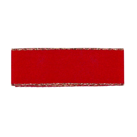 Ribbon Satin Gold Edge 25mm 15 Red 801330