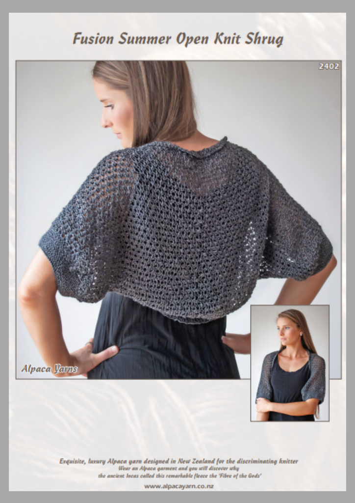 2402 Fusion Summer Open Knit Shrug (e-pattern) – Crumbz Craft