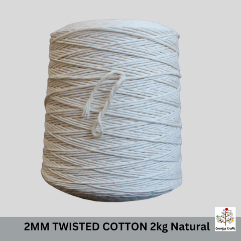 Twisted Cotton 2mm Natural 1kg Cone