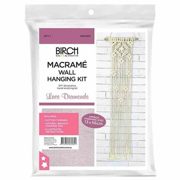 Macramé Wall Hanging Kit Lace Diamonds